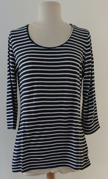 ⚓ T-shirt marinière bleu marine à rayures blanches – Kiabi – Taille XL – Femme