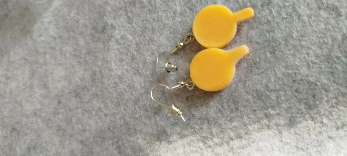 🍄 Boucles d’oreilles ▪ sucette ronde jaune et rose mat - photo numéro 3