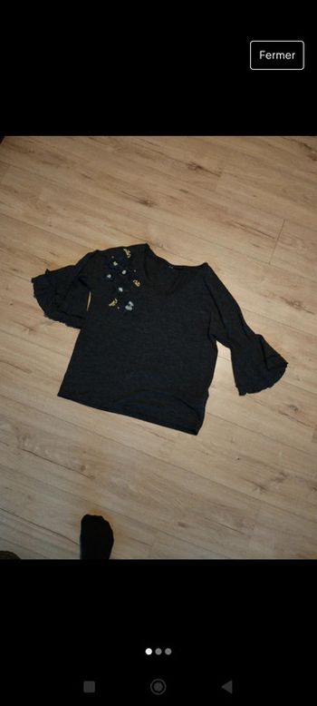 Pull fin broderies romantique bohème taille s Kiabi