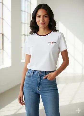 T-shirt Blanc With You – Style Rétro Chic – Taille S