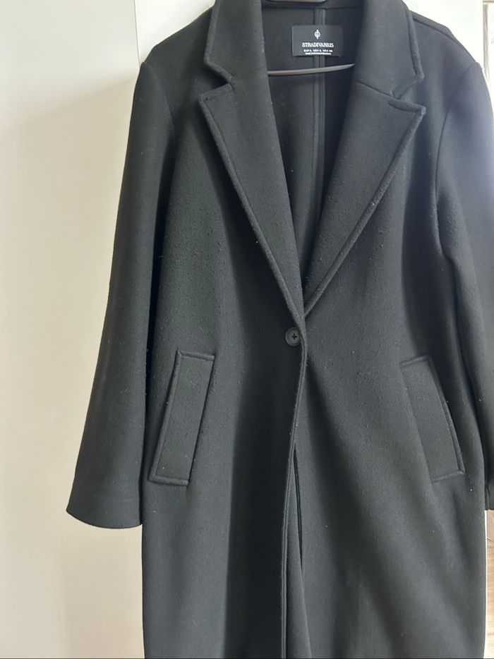 Manteau noir uni Stradivarius Taille L - photo numéro 2