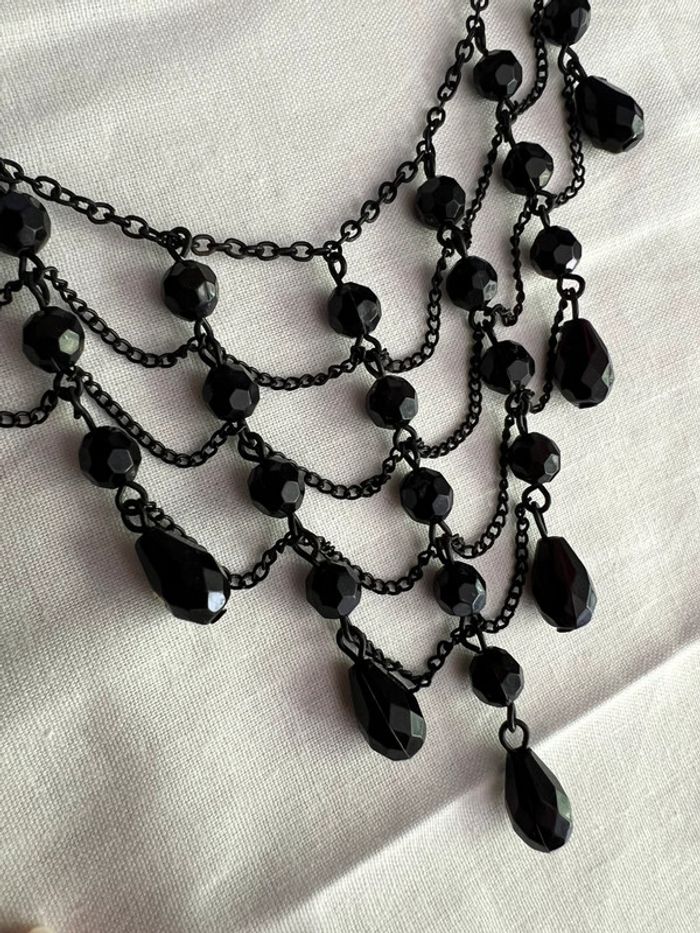 Collier multi chaines perles noires Goth Whimsigoth Victorian - photo numéro 3