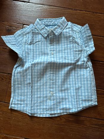 Chemise Cyrillus carreaux bleus manches courtes 18 mois