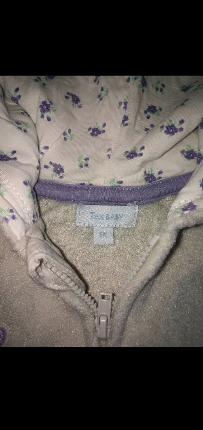 Gilet 6 mois à capuche zippé gris Tex - photo numéro 3