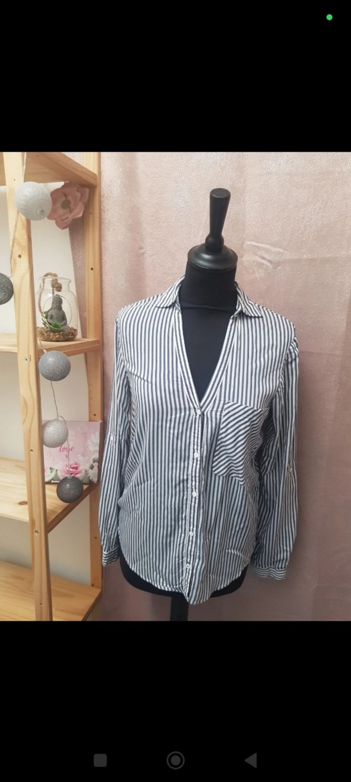 Chemise rayée bleue et blanche - Zara - Taille XS