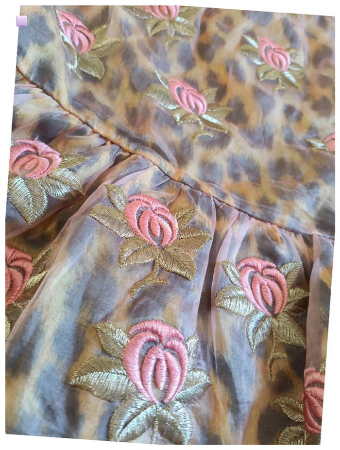 SOIE bustier Manoush léopard à fleurs brodées vintage luxe peplum - photo numéro 2