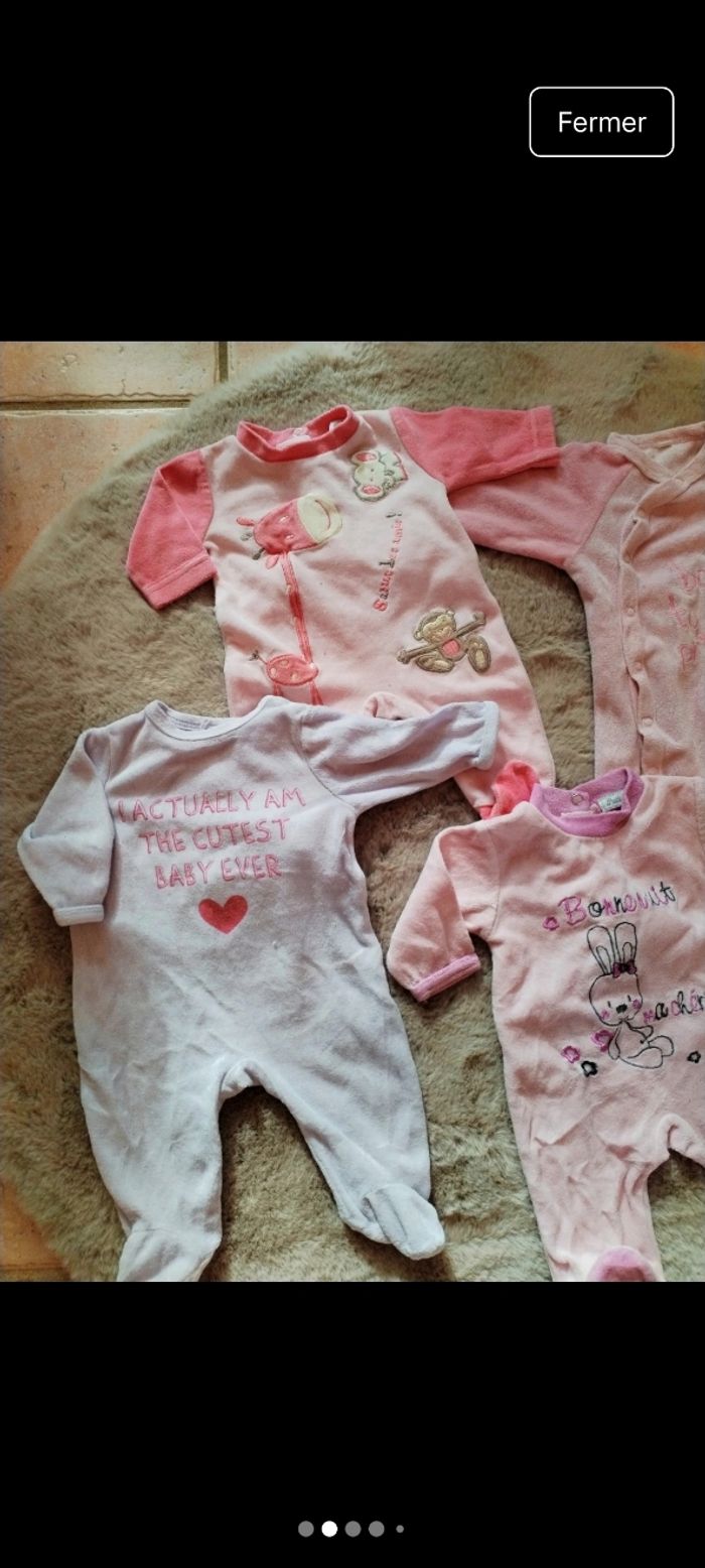 Lot 5 pyjamas chaud fille 0 mois / naissance – très bon état - photo numéro 2