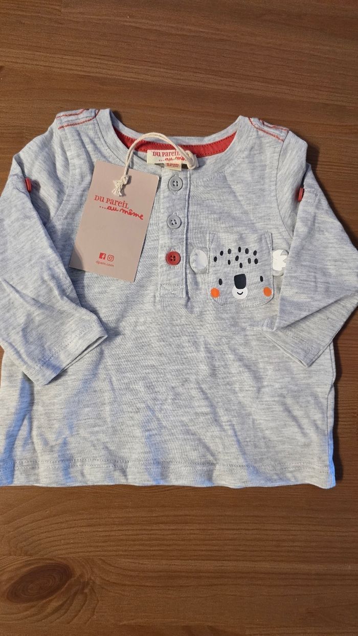 NEUFS (non portés) 🏷🏷💙🤩 sweat zippé  chaud et teeshirt ml 3 mois garçon 🤩💙 - photo numéro 6