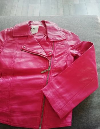 Veste rose imitation cuir la halle 8 ans