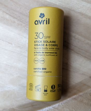 Avril stick solaire visage et corps SPF30 petit format 50g