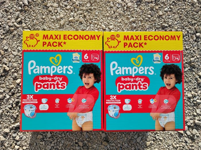 Lot 2 cartons Pampers Pants T6 (15kg+) – 148 couches neuves – Ultra absorbantes & confortables