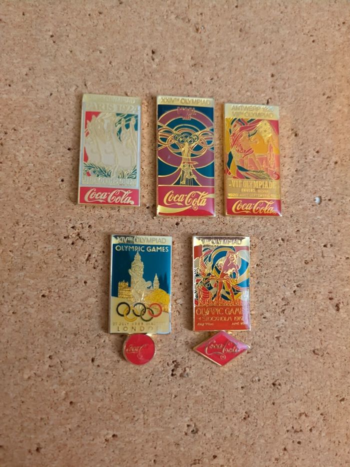 Lot de 5 pin's Coca cola Jeux Olympiques
