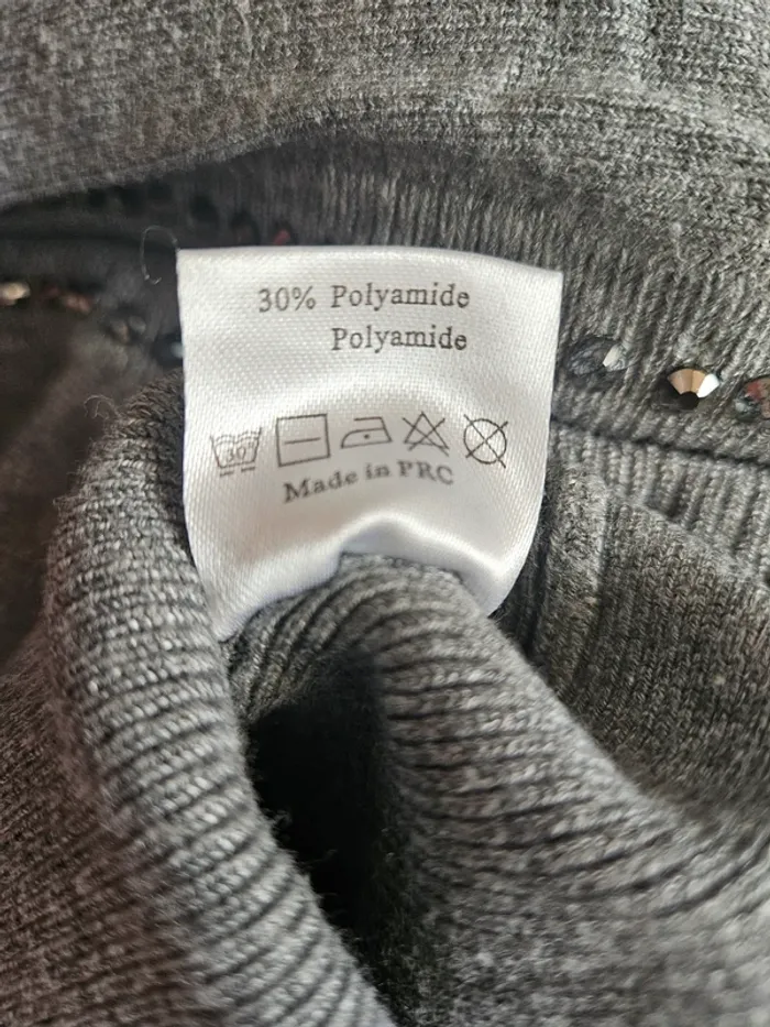 Pull gris avec strass Enzoria Taille U (40) - photo numéro 7
