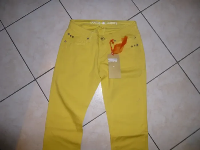 jean taille basse jaune JOLINA colors taille 38 - photo numéro 2