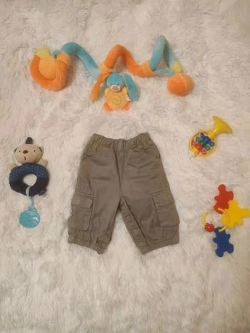 Pantalon Cargo doublé T. 3 mois 💮 100% Coton