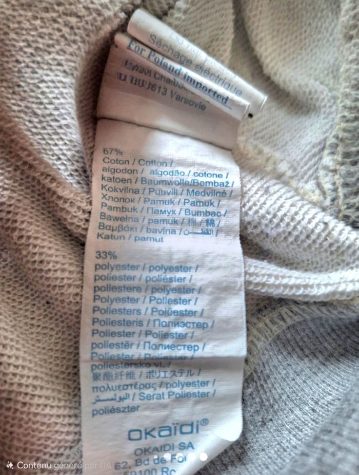 Sweat Okaïdi Gris Clair 6 Ans (116cm) - PLAYER 96 - Bon État - photo numéro 4