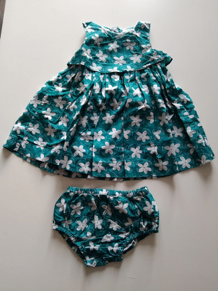 ensemble robe + culotte imprimé fleuri okaidi fille 6 mois