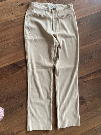 Pantalon droit, beige, suédine, 40, TBE  