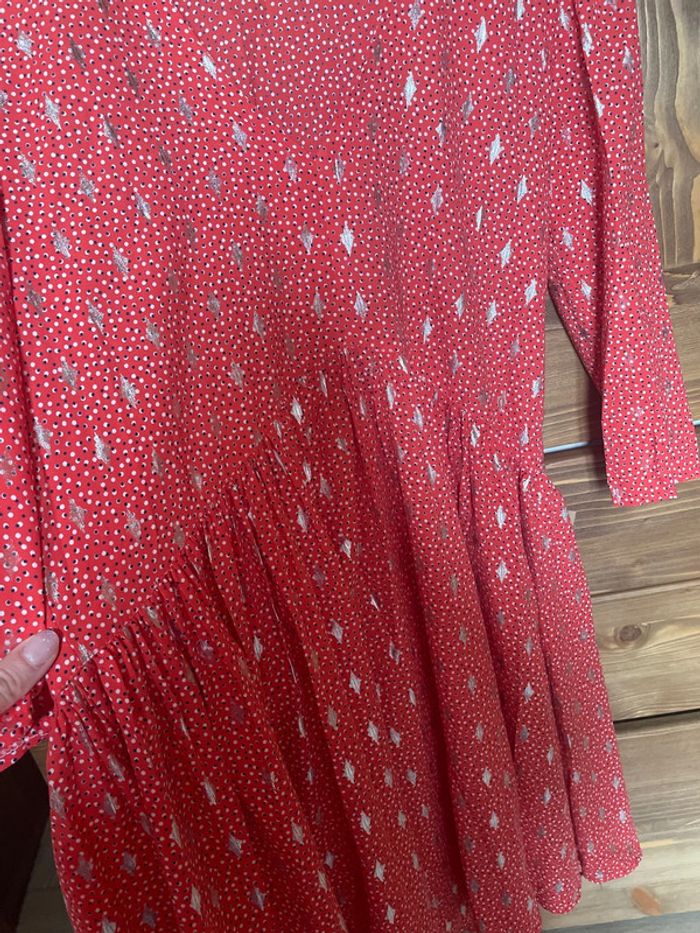 Robe courte rouge corail  à motif - photo numéro 3