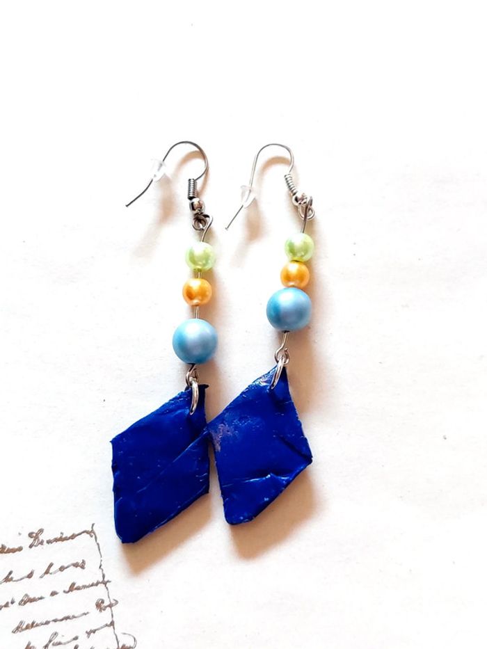 Magnifique paire de boucles d'oreilles pendantes en pâte polymere - photo numéro 7