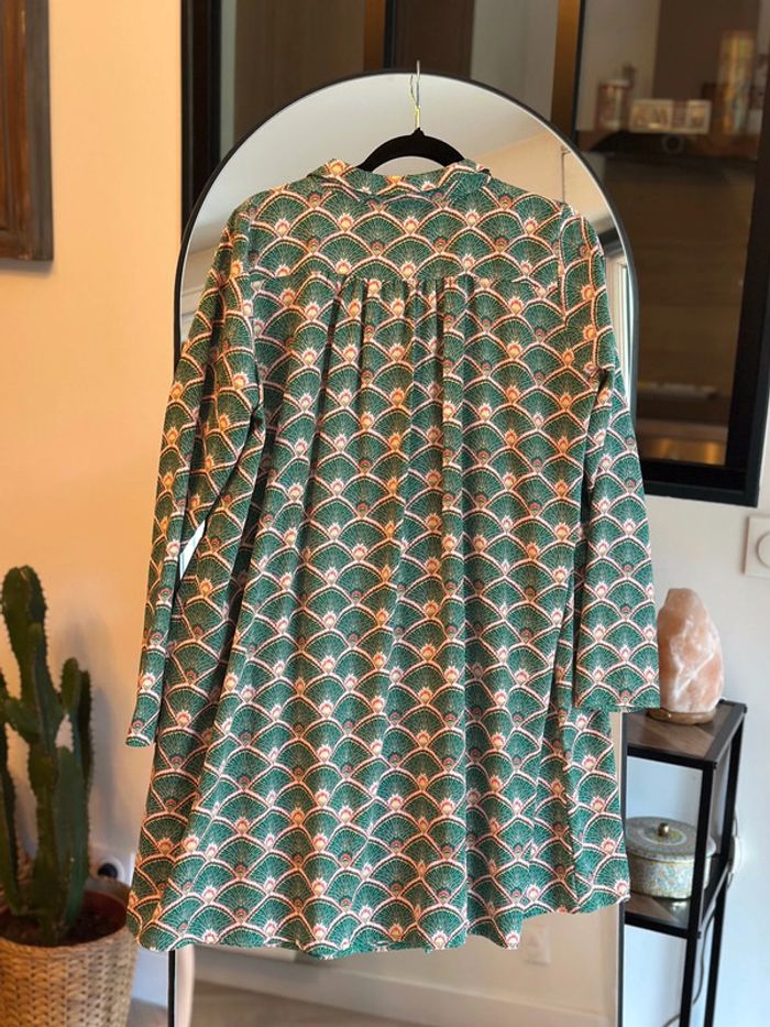 Robe courte motif éventails verts Rue des Abbesses t.36 - photo numéro 4