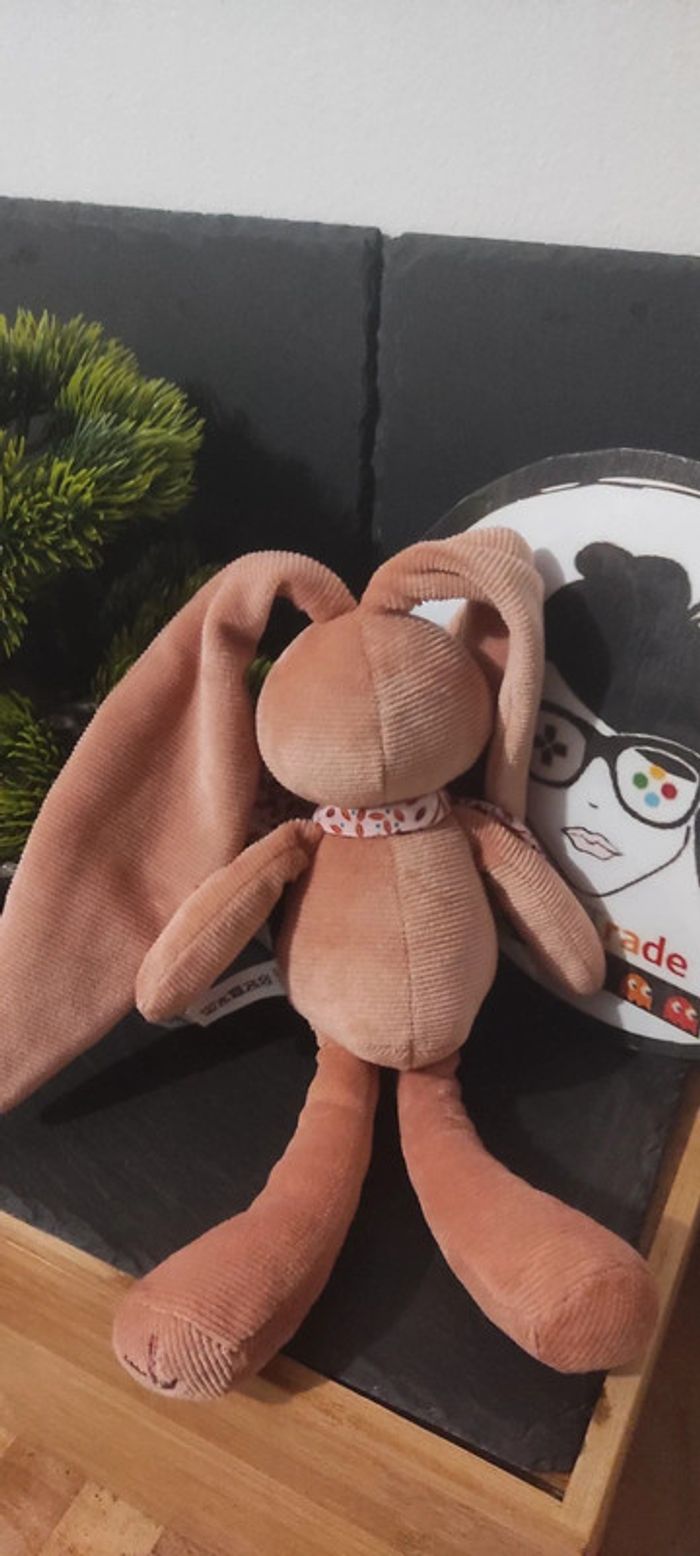 doudou peluche lapin terracotta rose kaloo pantin noeud écharpe k feuille lapinoo - photo numéro 2