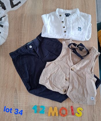 #lot 34 - ensemble cérémonie pantalon chemise avec gilet et nœud papillon