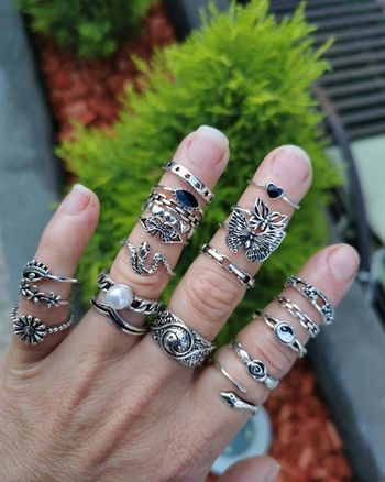 A40 lot de 21 bague chromé argenté tendance diverses taille.neuves