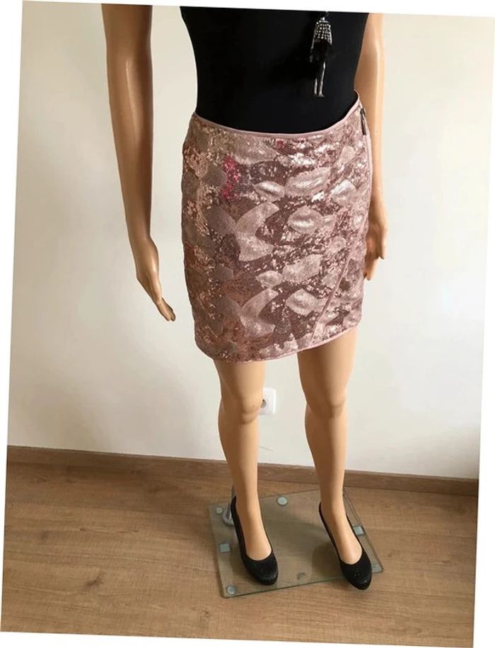 Jupe rose en sequins Morgan taille 34 tBE - photo numéro 2