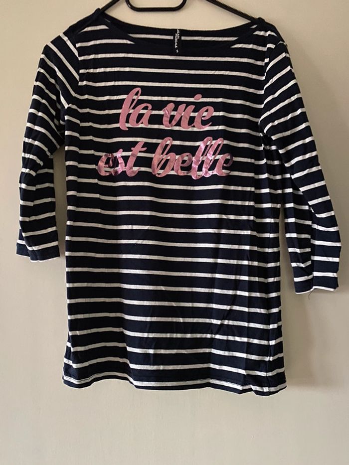 Pull manches 3/4 « la vie est belle » Jean Pascale Taille S