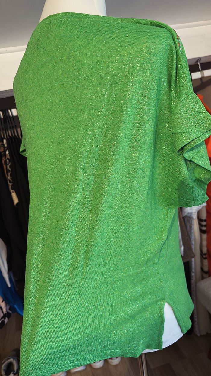 Tee shirt vert à paillette Bleu d'Azur T40 - photo numéro 3