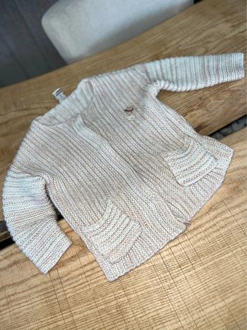 Gilet en laine rose pale chiné taille 2 3 4 ans tape à l’œil bien chaud veste