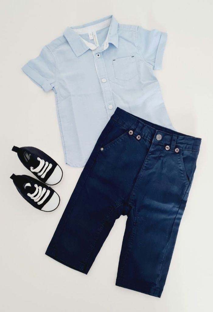 Ensemble chemise + chino + baskets 9 mois