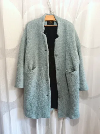 Des Petits Hauts " manteau Lizy bleu clair effet moutonné" t. 4
