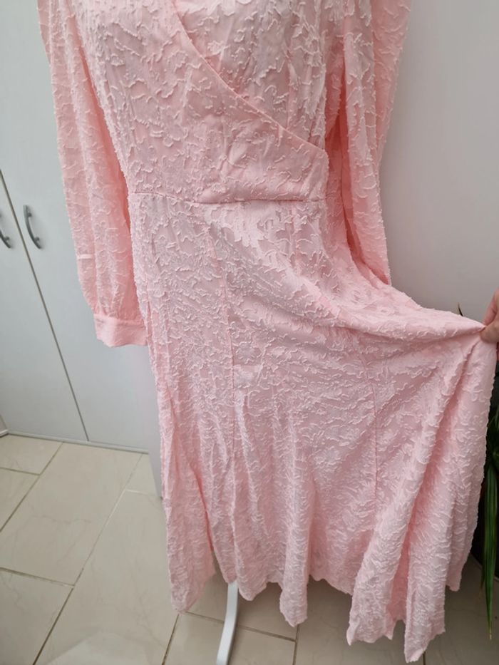 Robe Longue Dentelles Fleurs Rose Poudre - photo numéro 10