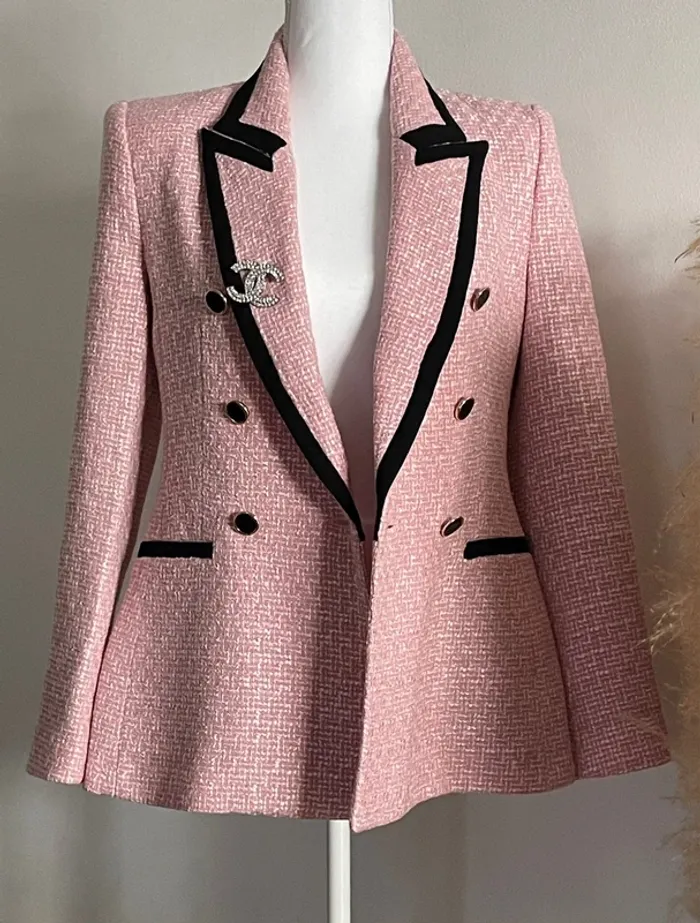 Veste blazer tailleur Zara tweed taille S - photo numéro 11