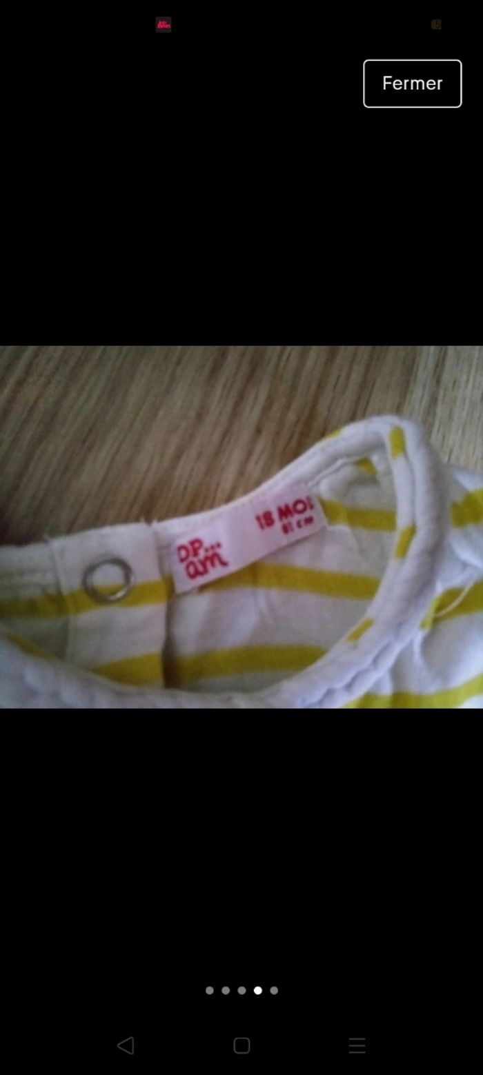 Débardeur blanc rayures jaunes. Dpam
. Neuf  Taille 18 mois - photo numéro 4