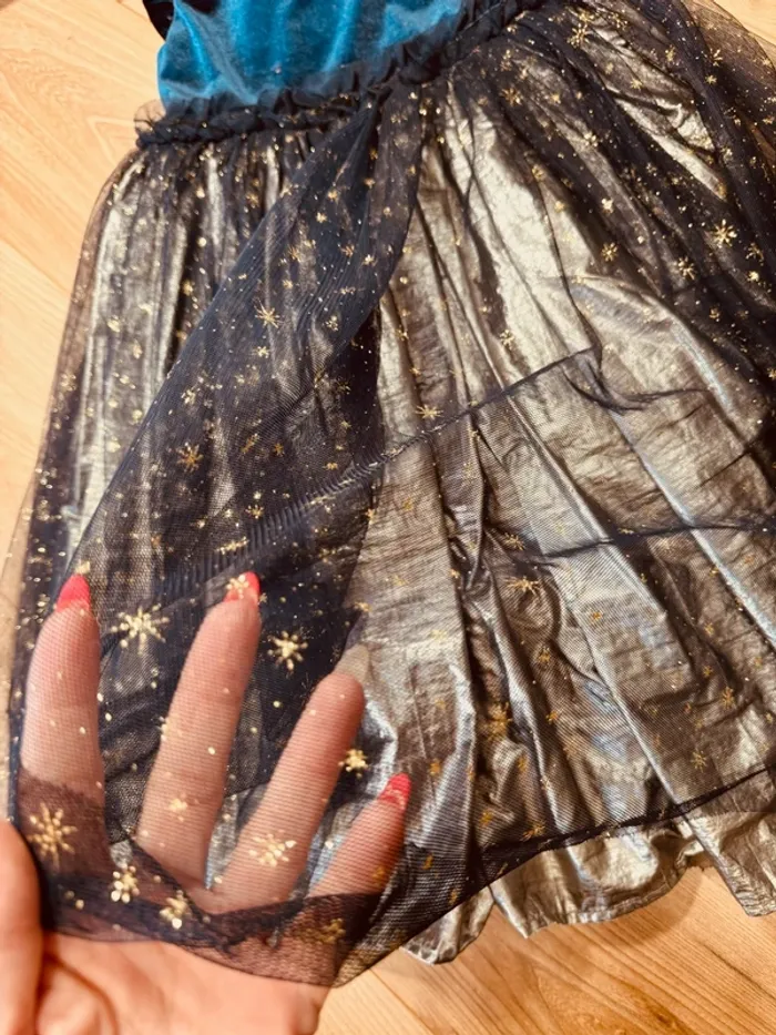 Taille 3-4 ans robe longue créateur fille TAO bleu doré * velours tulle scintillant * 🌺 - photo numéro 4