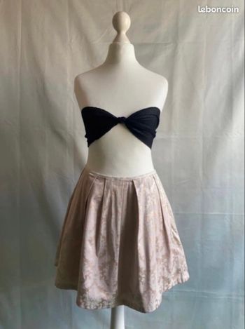 Jupe patineuse mi / longue tissu floral doré beige NafNaf taille 36 / S