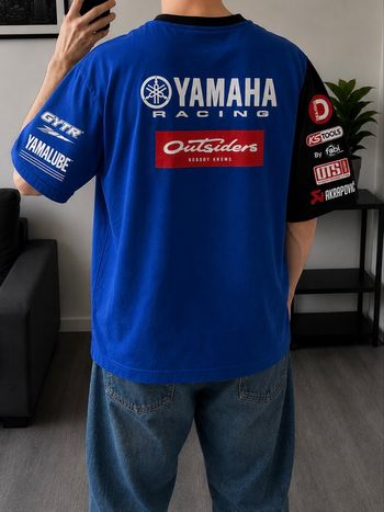 T-shirt Yamaha Racing moto sponsor bleu noir vintage Y2K