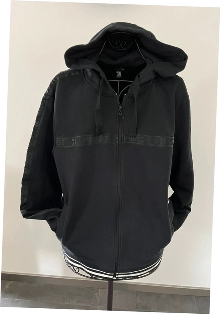 Gilet zippé noir à capuche taille XL marque hybrid.5