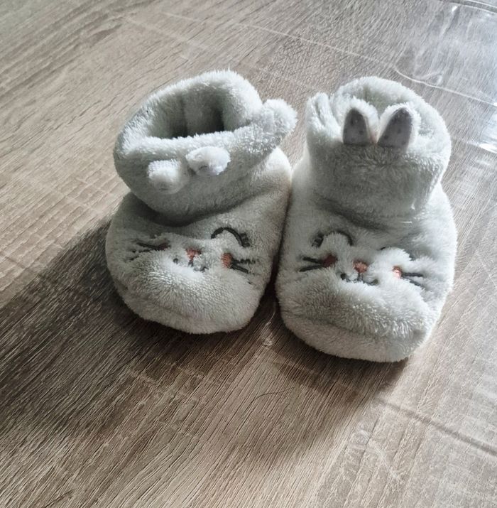 Chaussons bébé "Chat" en polaire toute douce - Taille 16/17