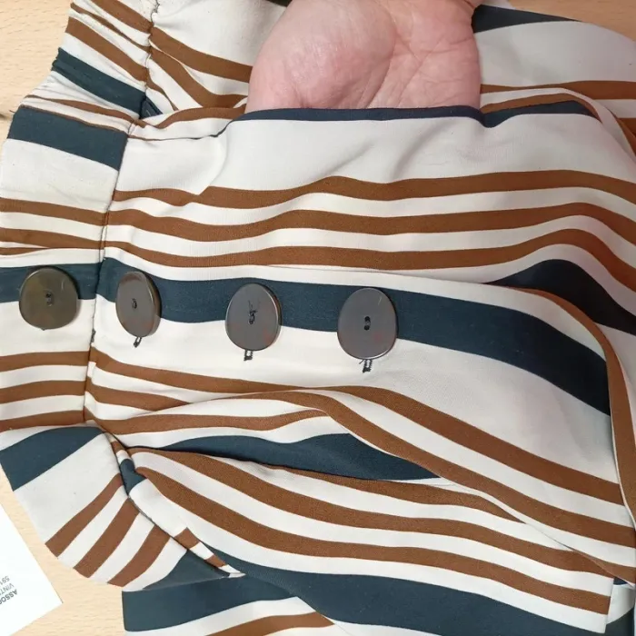 Pantalon Palazzo à rayures noires et marron, boutons à l'avant - XS Zara - A317 - photo numéro 10