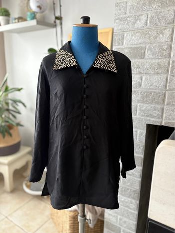 Blouse manche longue Carole Richard - matière fluide - noir - taille 40/L