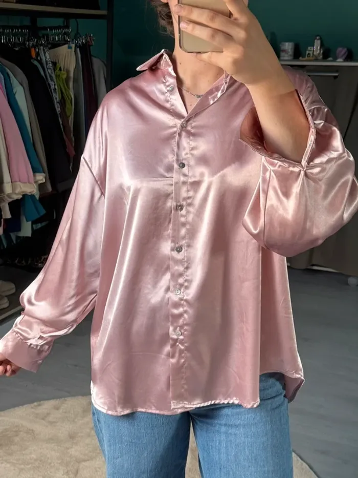 chemise rose satin