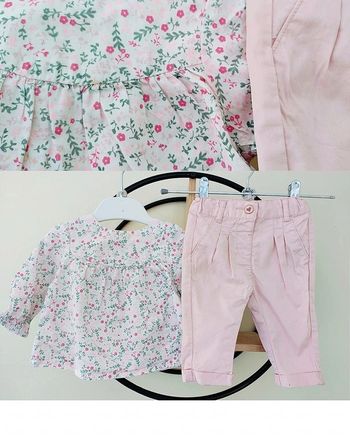 3 mois ensemble blouse tape a l oeil et pantalon kiabi