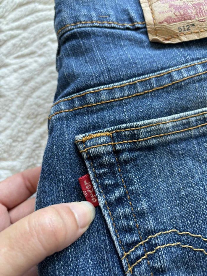 Jean Levi's 512 femme vintage (W30 L30 L/40) bleu Classic Slim Tapered Mexico taille haute – Rare - photo numéro 5