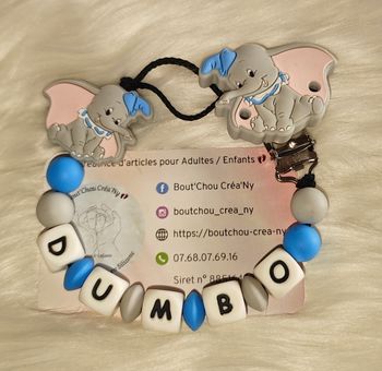 Attache tétine en silicone motif Dumbo