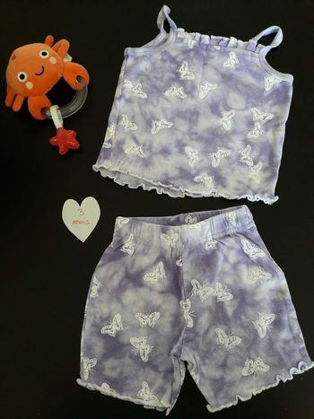 Ensemble violet papillons 3 mois