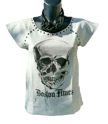 Miss Glammy Tee-shirt tissu sweat manches courtes tête de mort